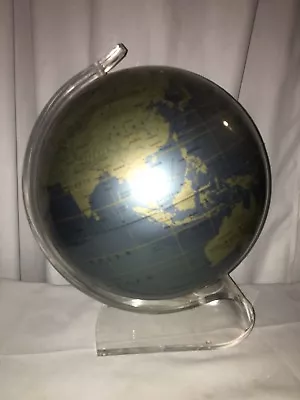 Replogle Diamond Marquise Lucite 12  World Globe Mid Century Metallic Vintage • $110