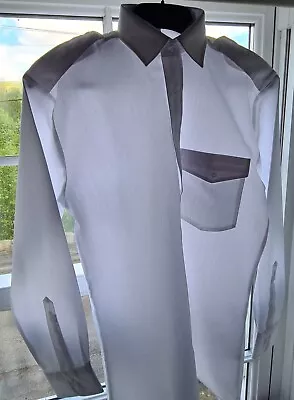 Men's White Long Sleeve  Shirt Pilot Security Epaulette 1 Pocket Size 15.5  39cm • £7.95