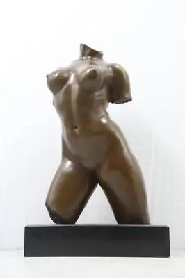 £199 • Buy Contemporary Bronze Sculpture - Naked Female Torso - Signed - Marble Base - 32cm