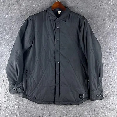 OAKLEY Factory Pilot Jacket Mens Medium Black Gray Reversible Quilted Snap Butto • $63.99