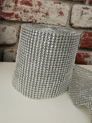 £5.99 • Buy 9 Meters Silver Diamante/ Diamonte Rhinestone Effect Mesh Ribbon Cake Trim 