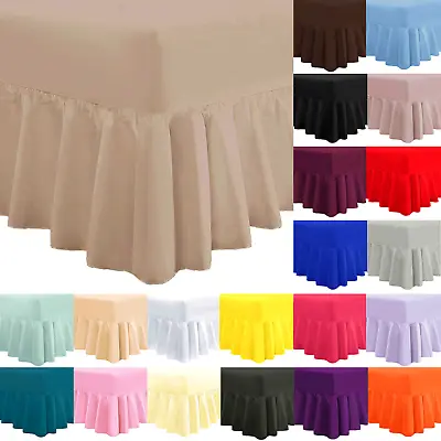 Plain Dyed Fitted Valance Sheet Poly Cotton Bed Sheet Single Double & King • £11