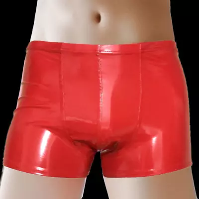 Mens Hot Pants Wet Look Latex PVC Leather Shorts Pouch Boxer Briefs Clubwear • £14.39