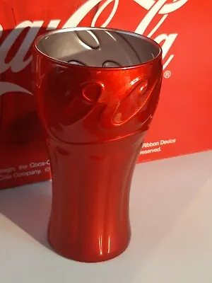 RED Coca Cola 350ml Tall Cup  METALLIC GENUINE Fast Free Post • $22