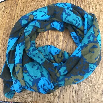 Marc By Marc Jacobs Floral Print Scarf In Carbon Blue Multi 74”x 14” • $27.35