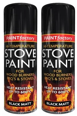 £9.74 • Buy 2 X Heat Resistant Matt Black Spray Paint Stove High Temperature BBQ 400ml Can