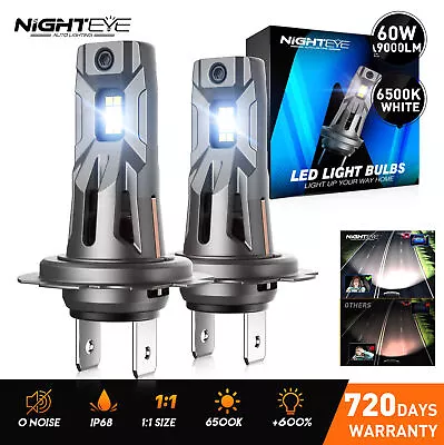 NIGHTEYE H7 Compact LED Headlight Globe Canbus Bulb Kit 12000LM Xenon White Beam • $29.99