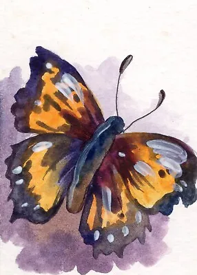 $3.99 • Buy Floral Butterfly Sunflower ACEO Original Art Card Watercolor 100% Hand Painting