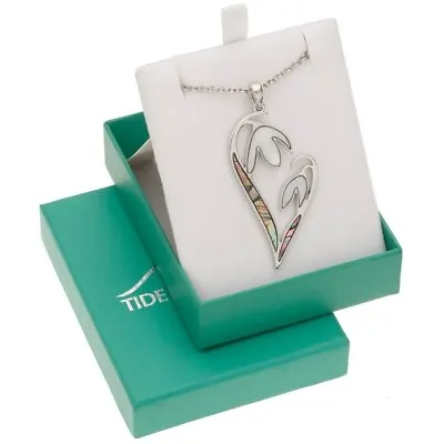 Snowdrop Necklace Paua Abalone Shell Pendant Silver Jewellery Gift Boxed • £12.95