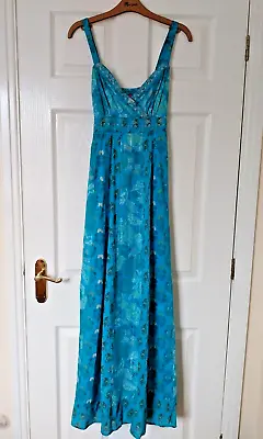 *~brand New Monsoon Turquoise Blue Jaipur Maxi Summer Wedding Prom Dress Size 8~ • £24.99