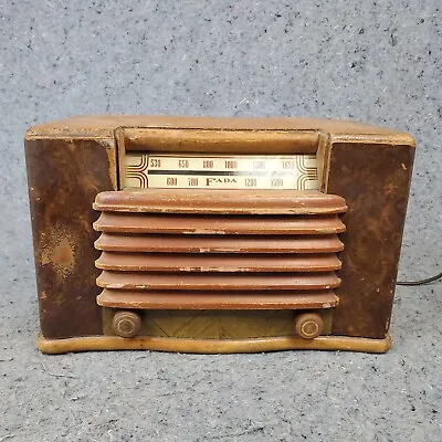 Fada Tube Radio Model 1001 Vintage AM Tabletop Swirly Wood RARE Tested Works • $195.77