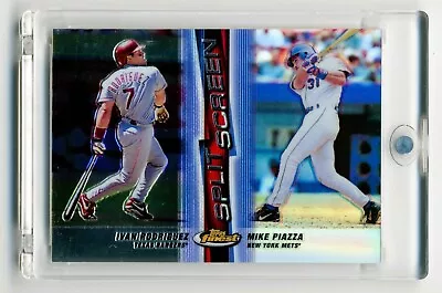 1999 Topps Finest Split Screen Refractor Right Ivan Rodriguez Mike Piazza HOF • $1