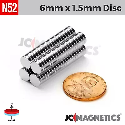 6mm X 1.5mm N52 Super Strong Disc Rare Earth Neodymium Magnet 6x1.5mm • $18.50