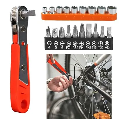 Right Angle Magnetic Screwdriver Mini Ratchet Wrench Drive With Screwdriver Bits • £4.99