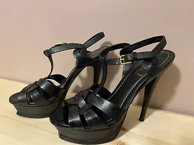 Yves Saint Laurent-YSL Tribute Platform Heeled Sandal Ankle Strap Stiletto 6UK • £50