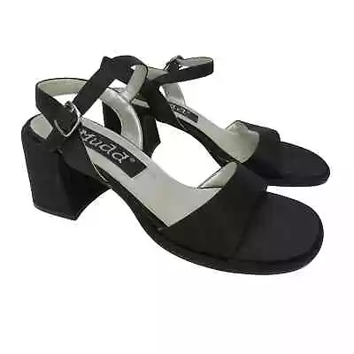 Y2k Vintage  Mudd Black Open Strappy Block Heel Chunky Sandal Size 8 • $45.99