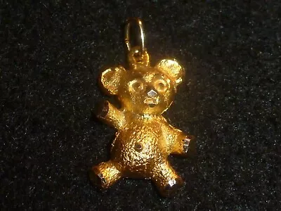 10k Solid Yellow Gold Textured Teddy Bear Charm/mini-pendant • $77.59
