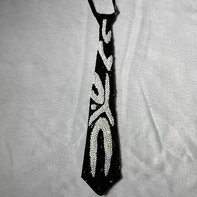 Sequin Tie Black White  Geometric Hook And Loop Party Holiday Unisex • $5