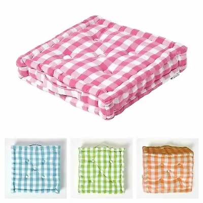 £19.99 • Buy Cotton Check Large Floor Cushions Outdoor Garden Dining Booster Seat Pads Square
