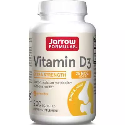 Jarrow Formulas Inc. Vitamin D3 Extra Strength 25 Mcg (1000 Iu) 200 Sgels • $11.74