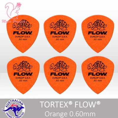 $10.19 • Buy 🔥🎸6x Genuine Jim Dunlop TORTEX FLOW 🟠 ORANGE 0.6mm Guitar Picks Plectrum Pick