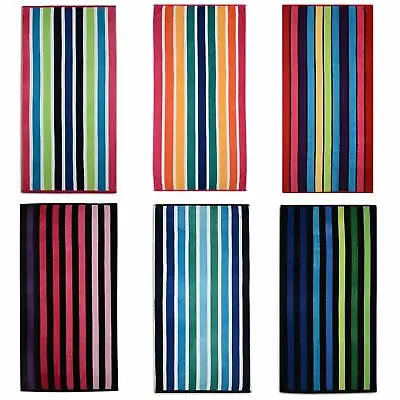 Large Velour Beach Towel Bath Travel Camping Swimming Holiday Travel Soft Cotton • £8.99
