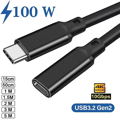$19.99 • Buy USB 3.2 Type-C Extension Cable USB-C Male To Female Charging 100W 4K 10Gbps Cord