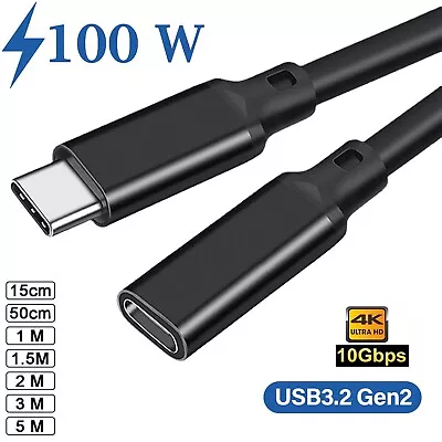 USB 3.2 Type-C Extension Cable USB-C Male To Female Charging 100W 4K 10Gbps Cord • $9.99