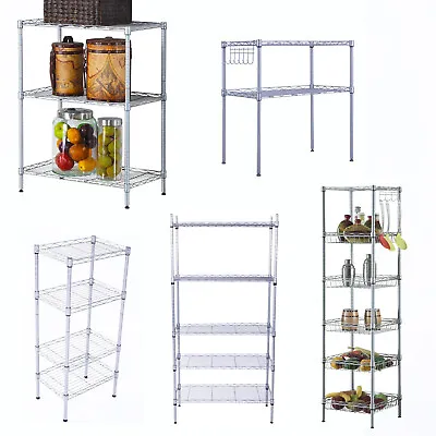 $62.89 • Buy Wire Shelving Unit Adjustable Metal Shelf Rack Kitchen Storage Organizer Shelves