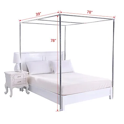 Bed Canopy Frame Post Stainless Steel 4 Corner Mosquito Netting Curtain Bracket  • $22.99