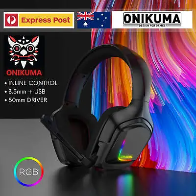 $33.15 • Buy ONIKUMA K20 RGB Gaming Headset 3.5mm Noise Cancelling For PC Mac Laptop PS4 Xbox