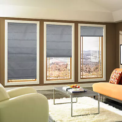 Biltek Blackout Shades Gray Washable Fabric Cordless Roman Shades • $51.98