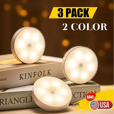 3× Motion Sensor LED Lights Night Light Magnetic Cabinet Stair Lamp Rechargeable • $11.33