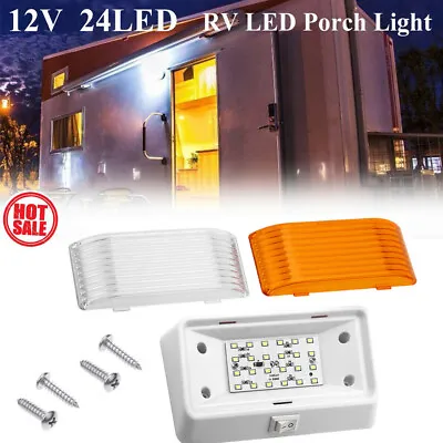 $12.19 • Buy 12V Light Fixture LED RV Exterior Porch Utility Light W/switch Clear/Amber Lens