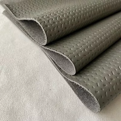 Grey Embossed Woven Grain Genuine Cowhide Leather Offcuts 20×30cm Cowhide Pieces • $15