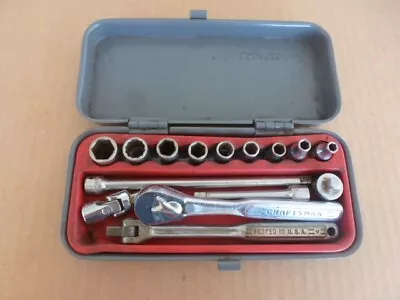 Vintage Craftsman 1/4  Drive SAE 15 Pc Socket Set With Flying V Ratchet =V= USA • $35