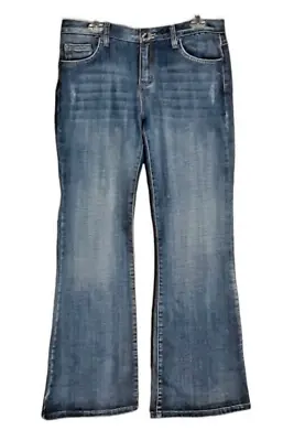 Mudd Jeans Womens Size 11 Flared Leg Blue Denim Cotton Blend Pants Vintage • $22