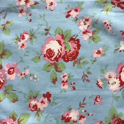 Cath Kidston Rosali Fabric Material Blue Pink Rose Ikea Remnant Cotton 1m X 0.7m • £13.50