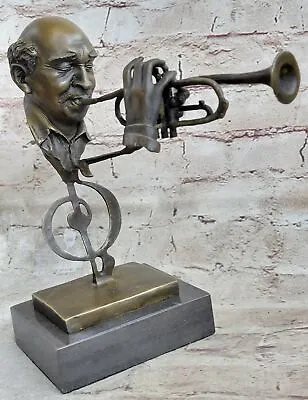 Bronze Sculpture Statue Trumpet Player Figure Music Orchestra Large Gift Decor • $249