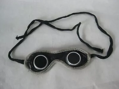 Vintage Welding Goggles Glasses Leather Felt Black Grey Tie Strap Cord • $28.99