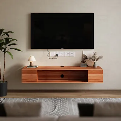 Walnut Wooden TV Unit Cabinet Stand Floating Entertainment Unit Wall Console NEW • £55.95