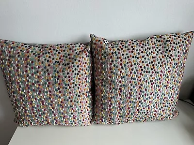 Next Cushions. X2. Pink Red Green Grey Spotty . Lovely 40cm By 40cm • £0.99