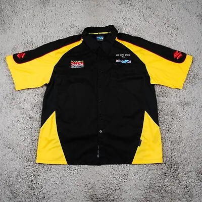 Team Suzuki Moto Sports Button Up Shirt Men Size XL Black Yellow Racing Garage • $44.95