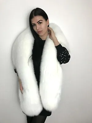 $245 • Buy  Real Pure White Fox Fur Stole Wrap. Extra Large.
