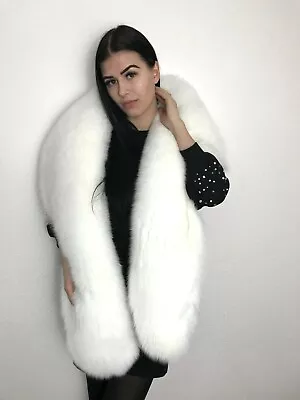  Real Pure White Fox Fur Stole Wrap. Extra Large. • $279