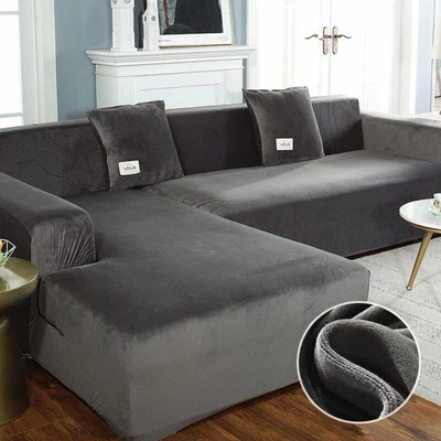 £105.54 • Buy Velvet Fabric Plush Sofa Cover Stretch Solid Color Thick Slipcover Living Room
