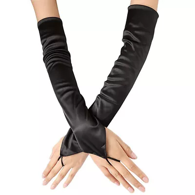 Women Wedding Party Glove Sexy Dinner Satin Long Gloves Without Fingers Mittens* • $2.96