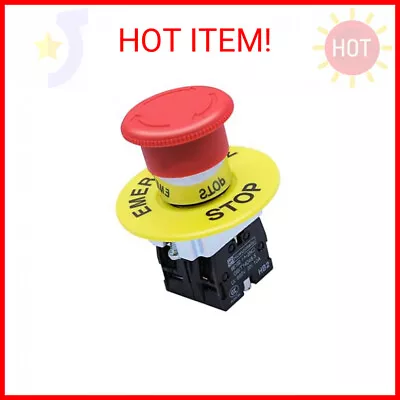 Mxuteuk 2NC 22mm Emergency Stop Push Button Switch Red Mushroom Equipment E Stop • $14.10