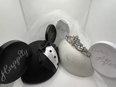 Disney Parks Mickey & Minnie Mouse Wedding Groom And Bride Ear Hat Set • $45