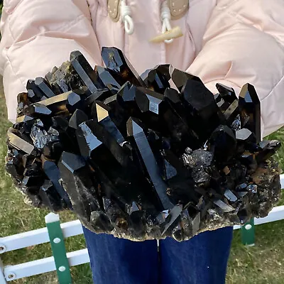 10.97LB Natural Beautiful Black Quartz Crystal Cluster Mineral Specimen • $0.99